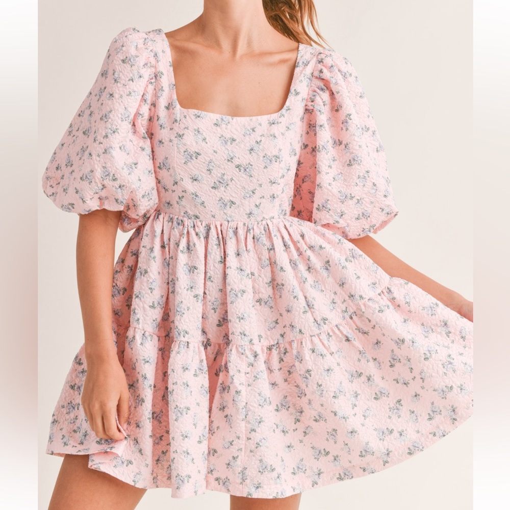 Floral back tie mini dress
